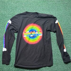 Black Long Sleeve Tee with Rainbow Design